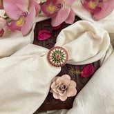 Vriksham Unique Floral Jadau Kundan Finger Ring-Red Green & White-J3420